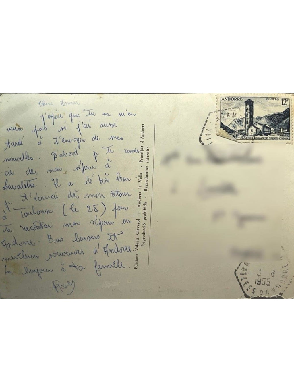 Verso de la carte postale