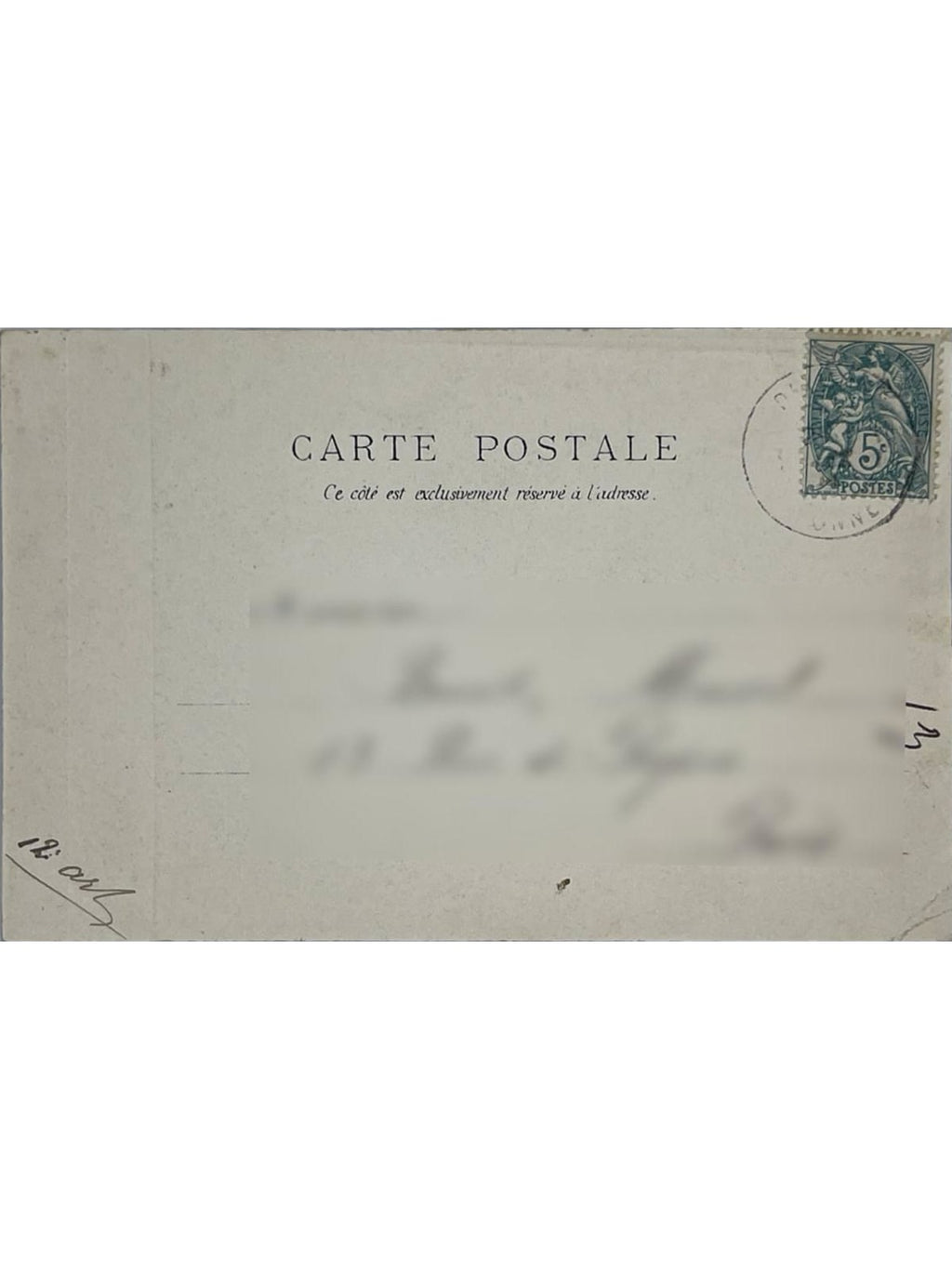 Verso de la carte postale
