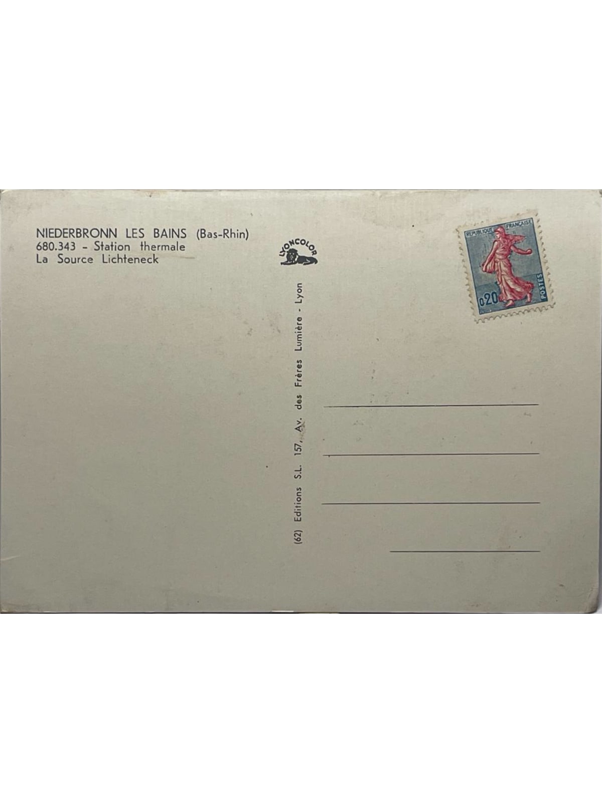 Verso de la carte postale