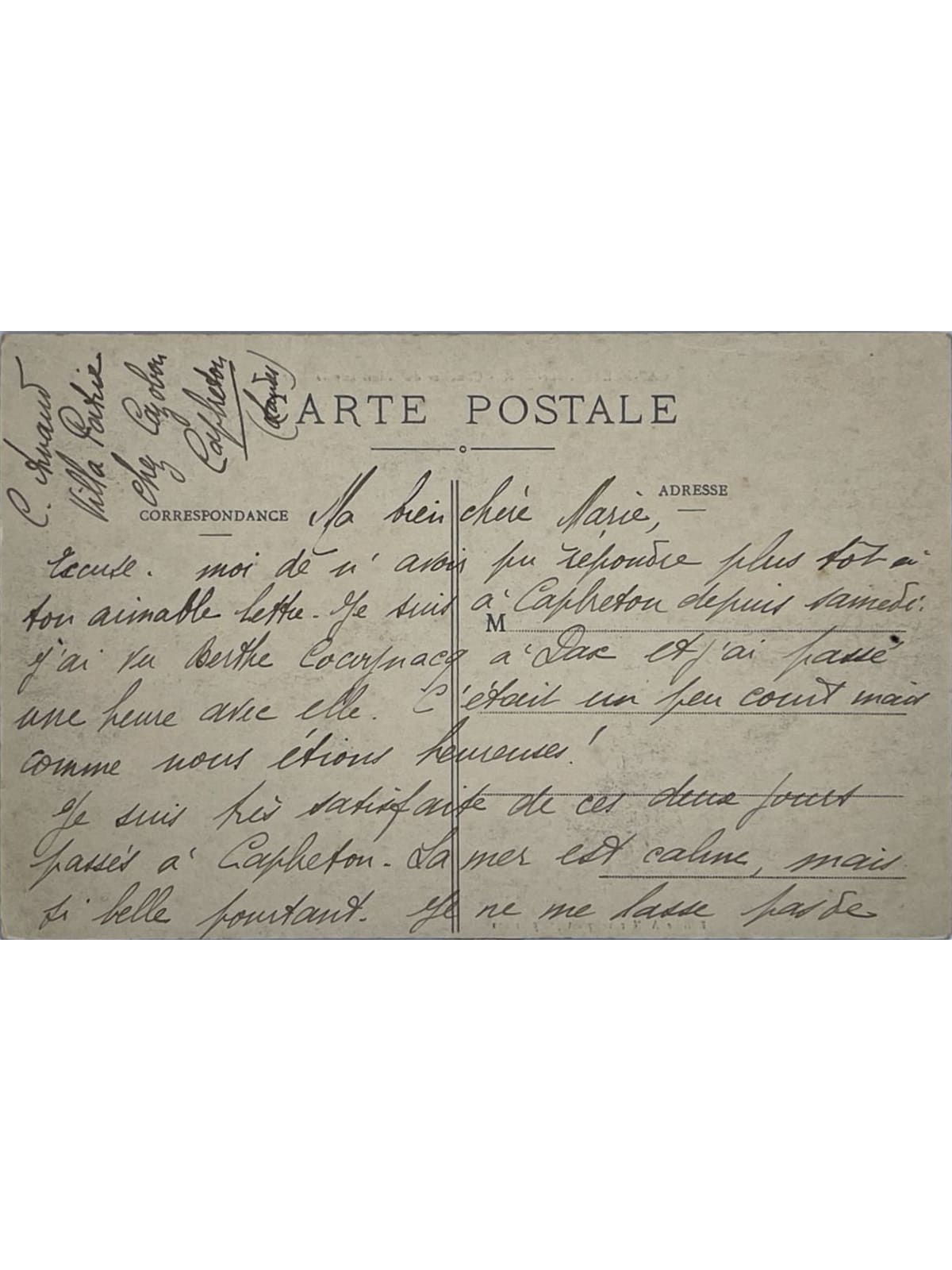 Verso de la carte postale