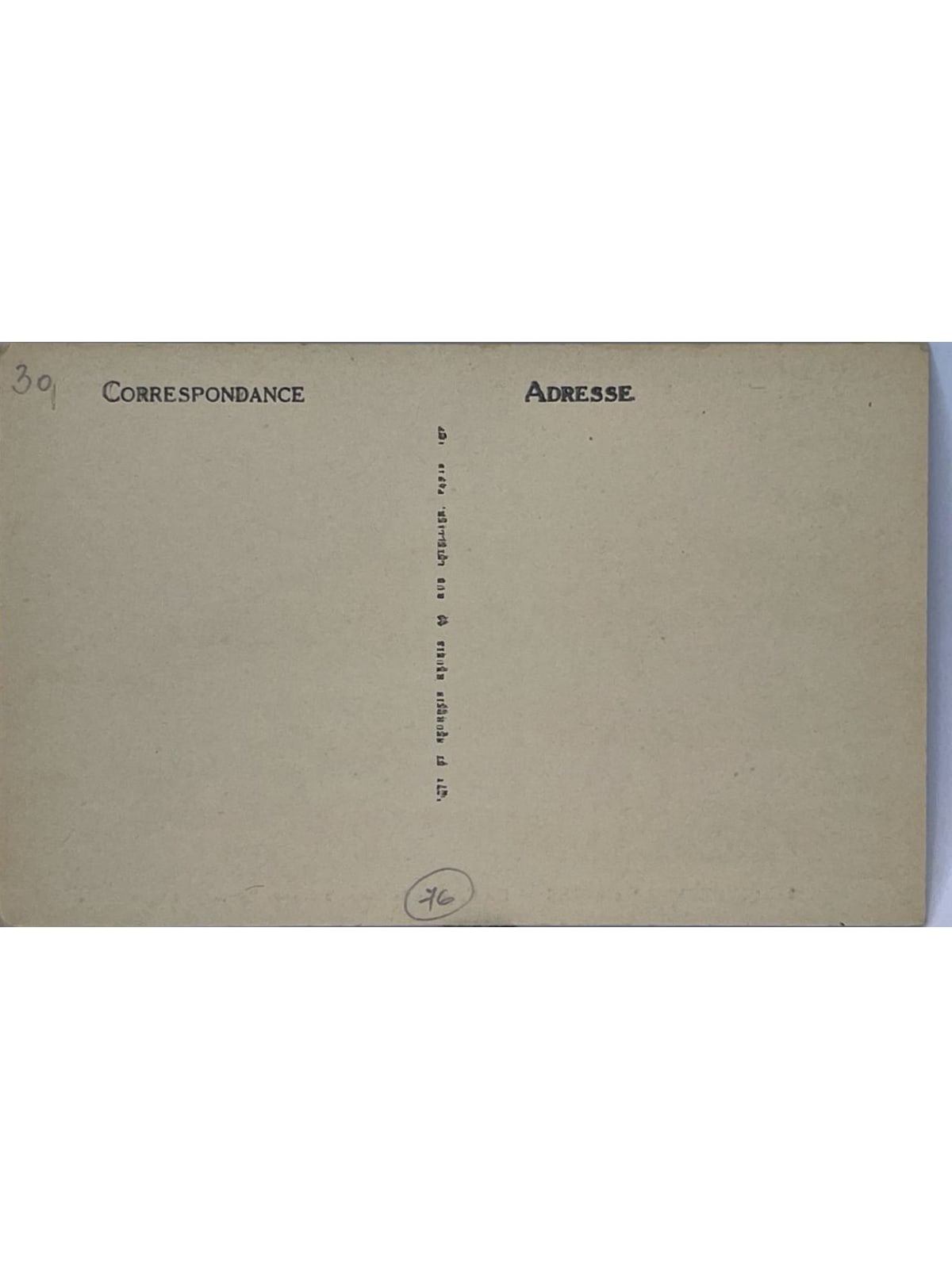 Verso de la carte postale