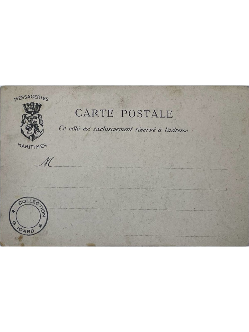 Verso de la carte postale