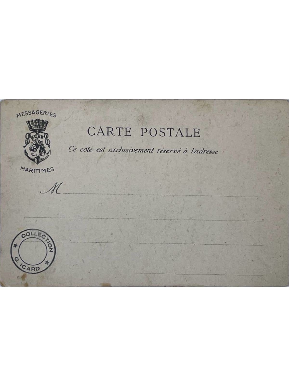 Verso de la carte postale
