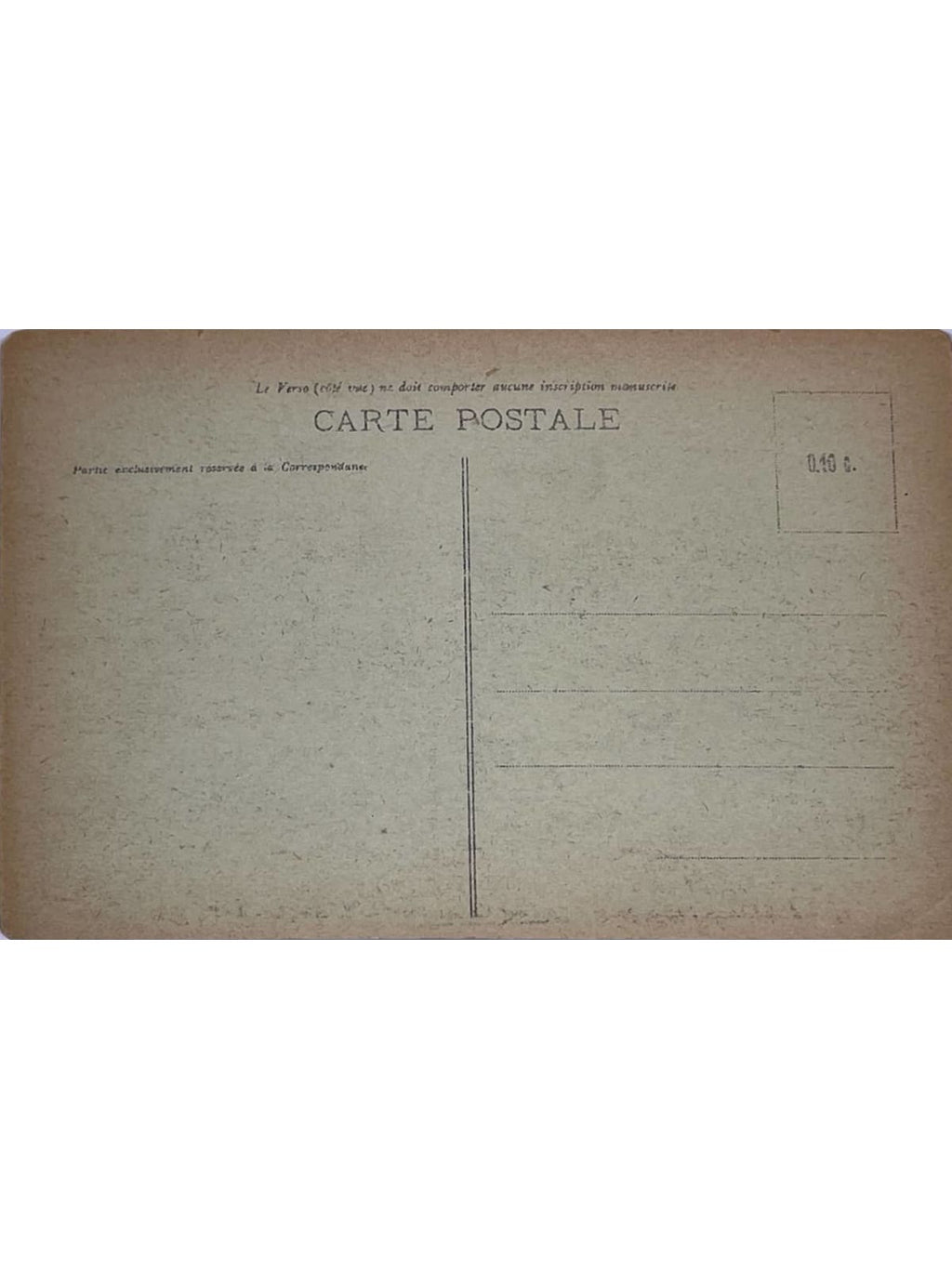Verso de la carte postale