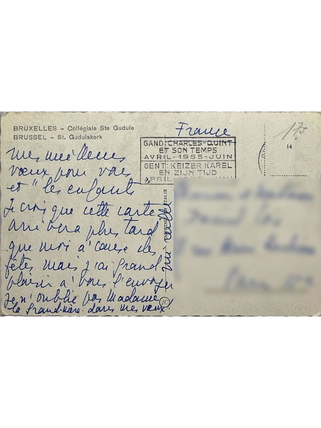 Verso de la carte postale