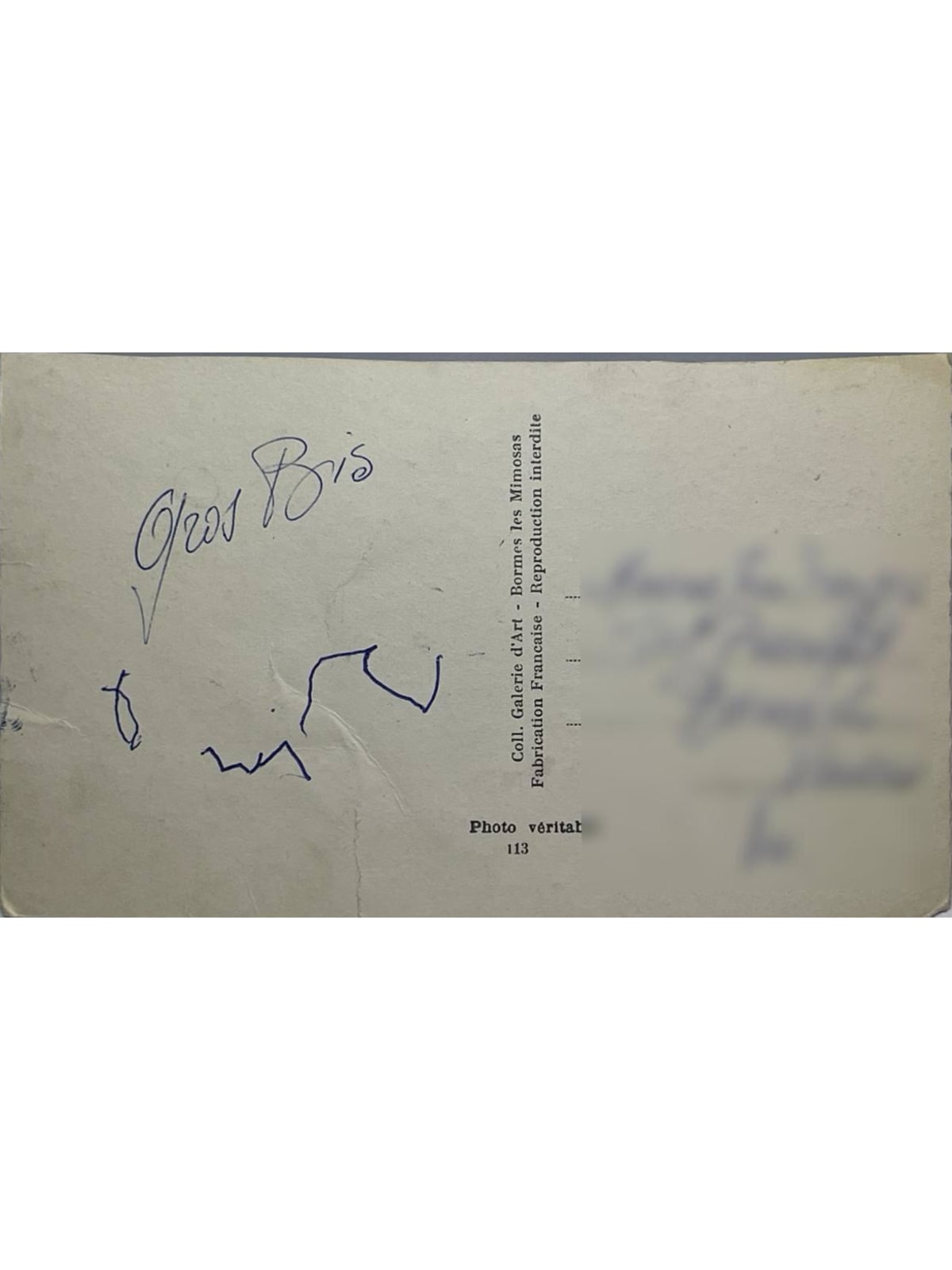 Verso de la carte postale