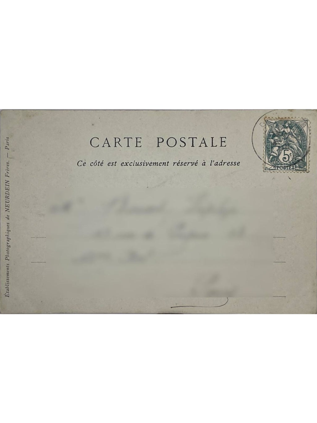 Verso de la carte postale