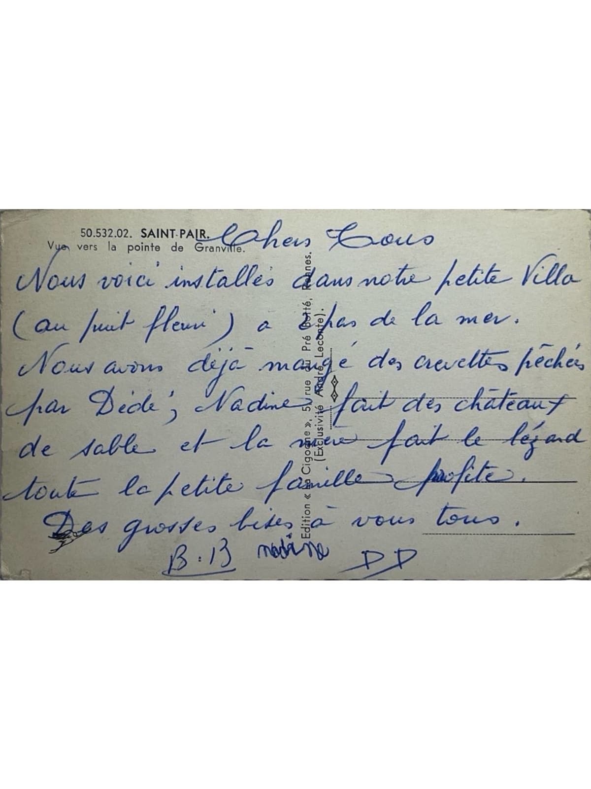 Verso de la carte postale