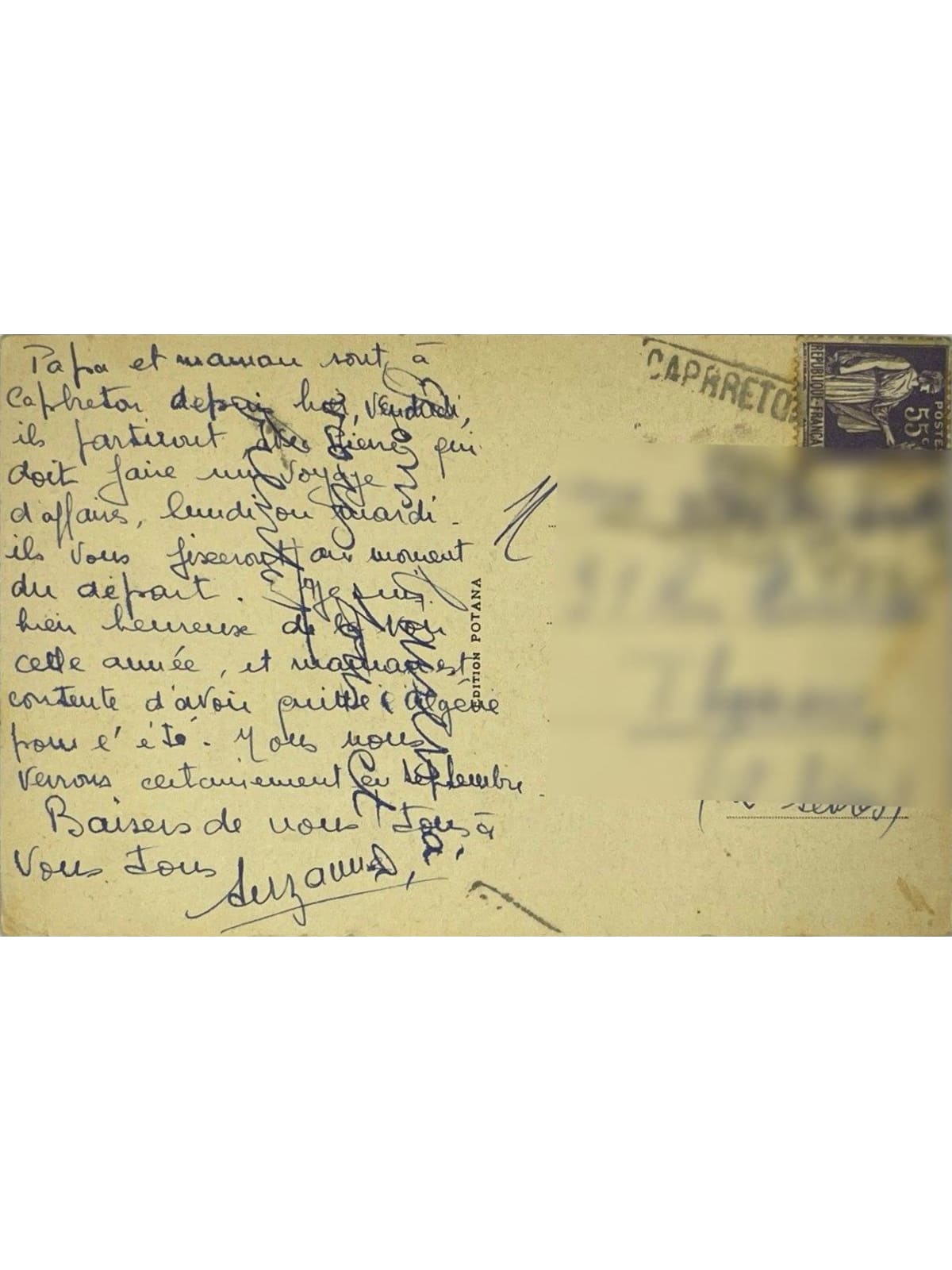 Verso de la carte postale
