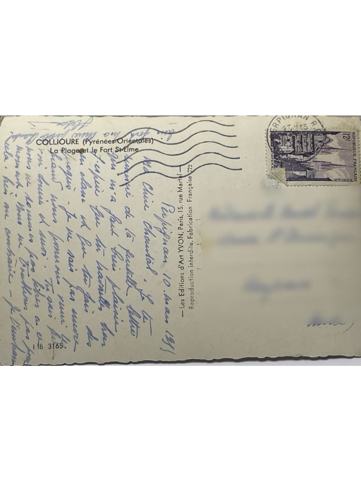 Verso de la carte postale