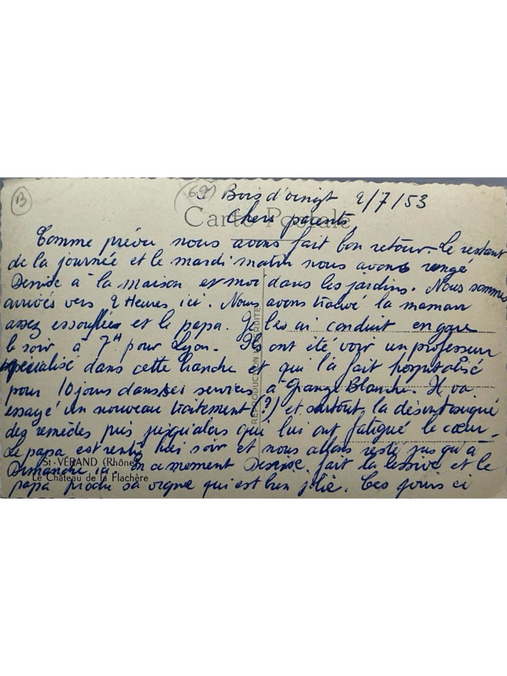 Verso de la carte postale