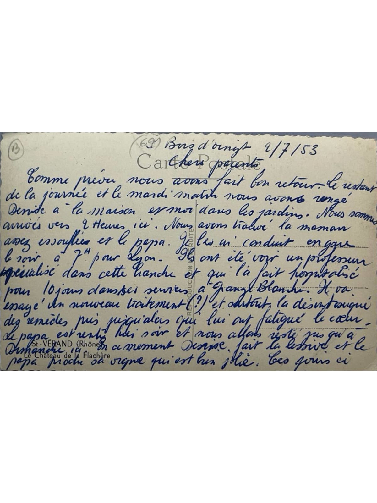 Verso de la carte postale