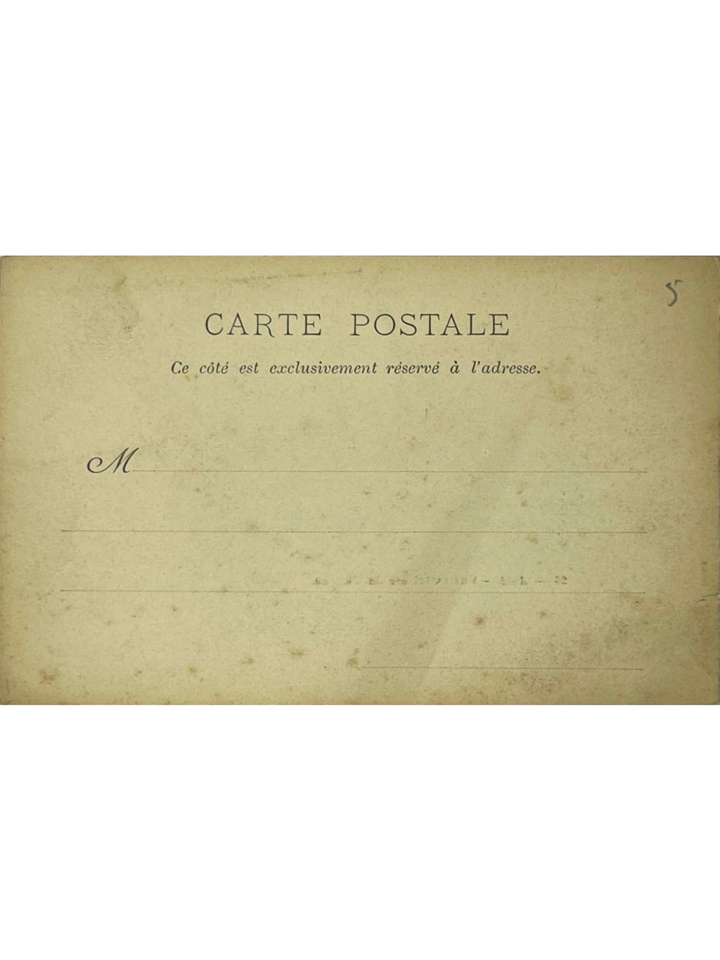 Verso de la carte postale