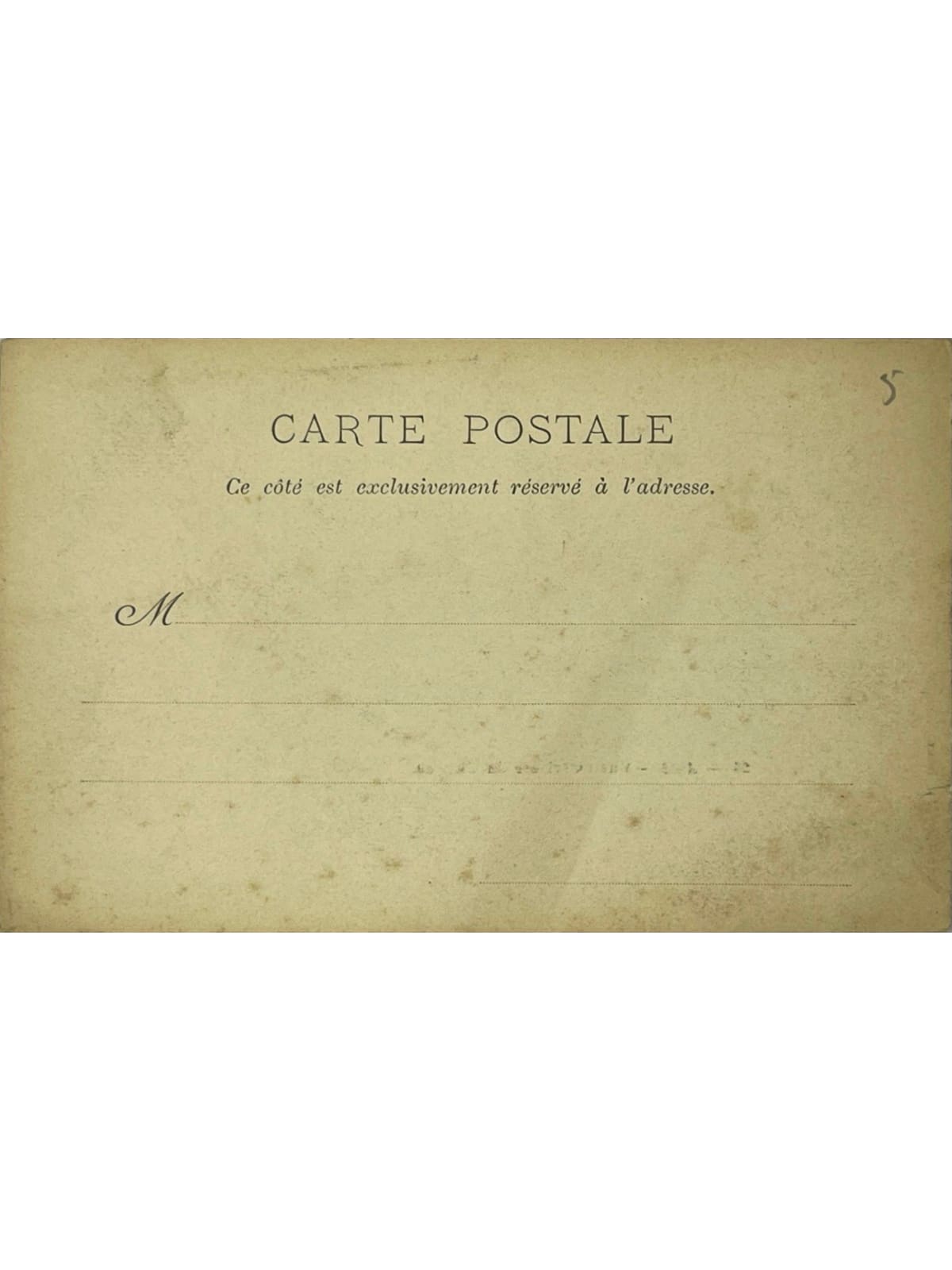 Verso de la carte postale