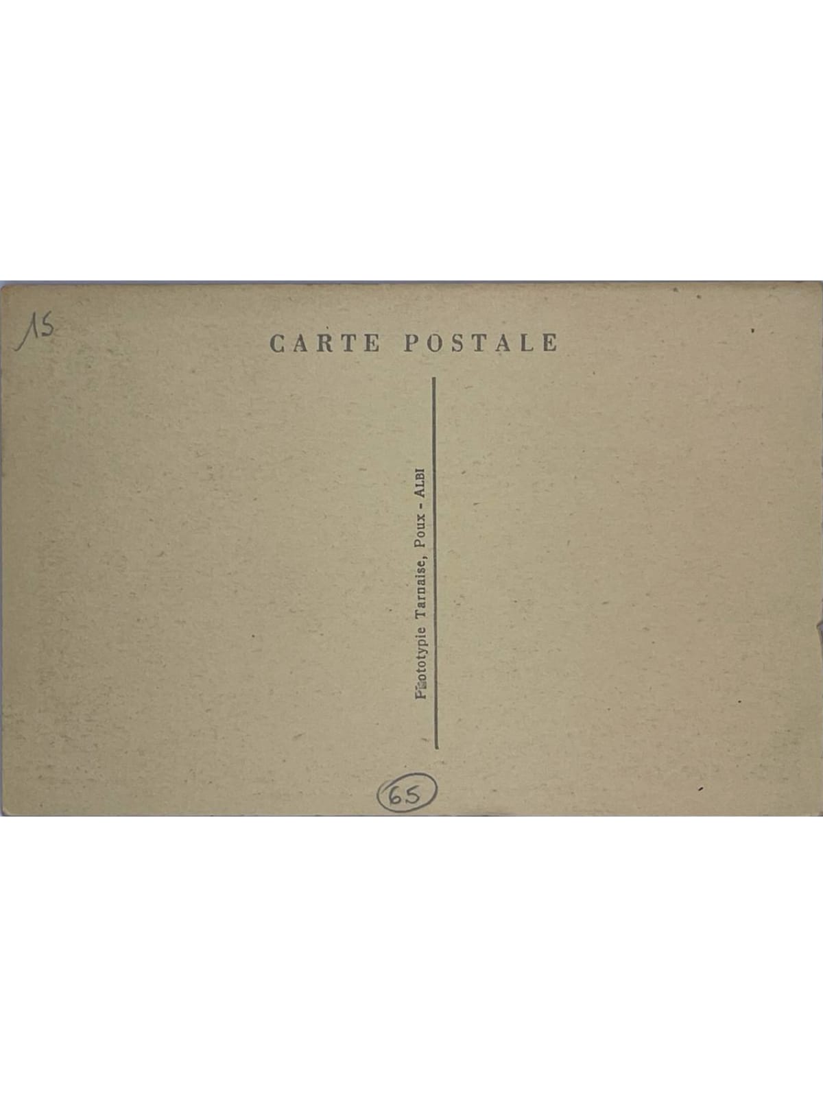 Verso de la carte postale