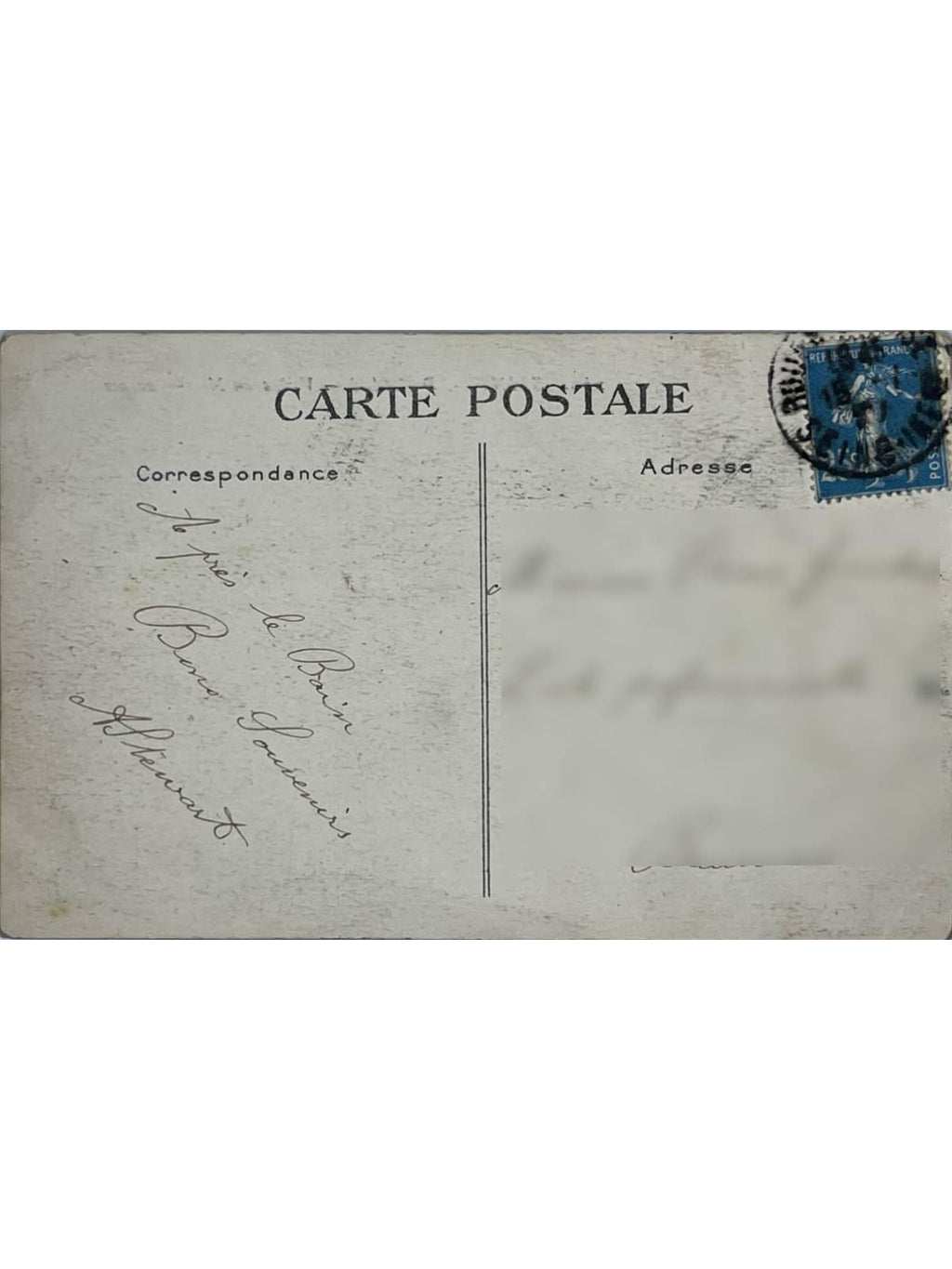 Verso de la carte postale