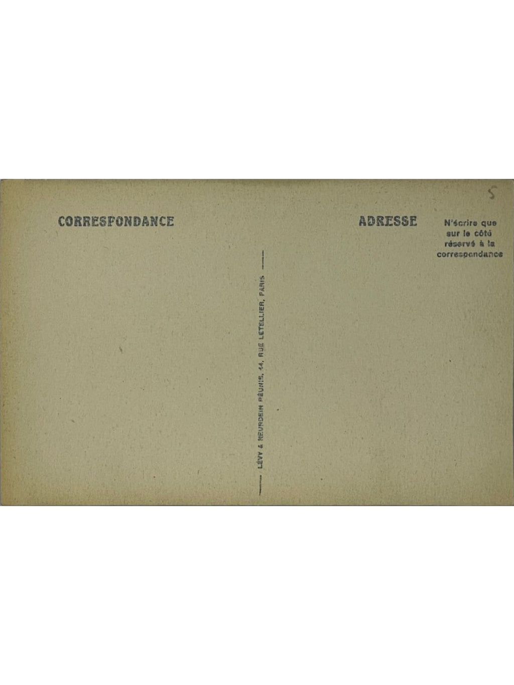 Verso de la carte postale