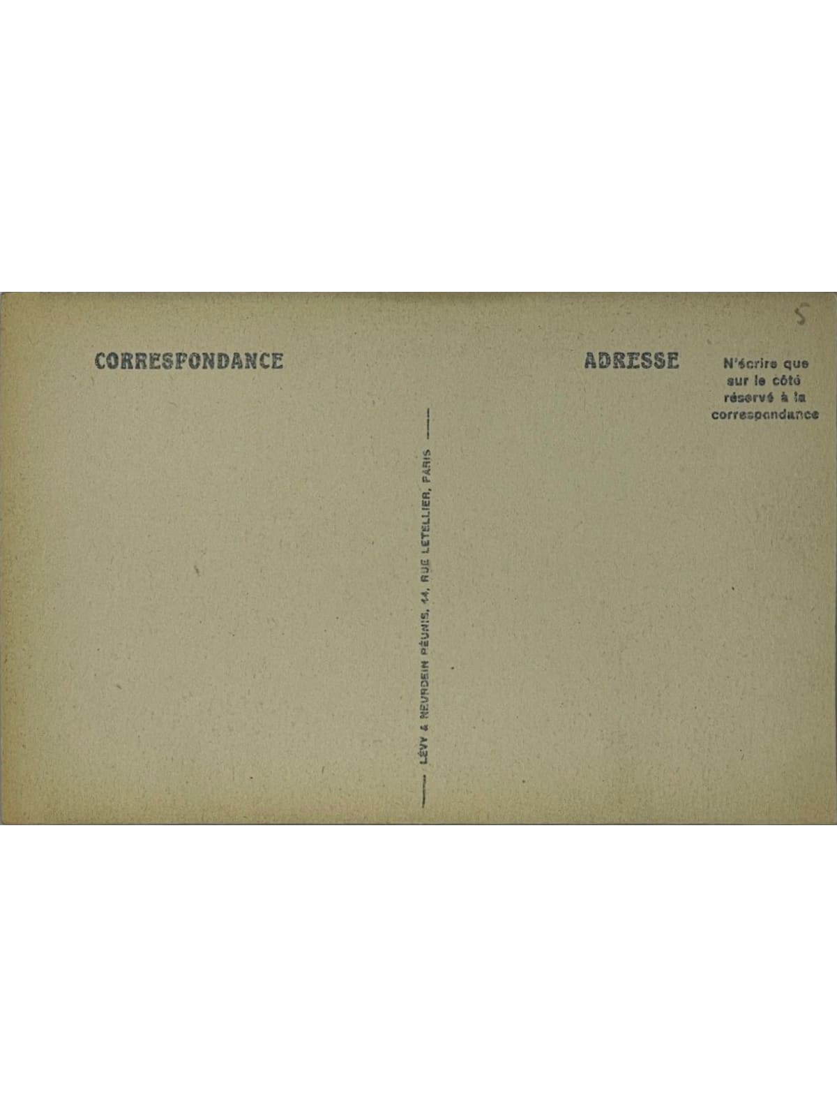 Verso de la carte postale