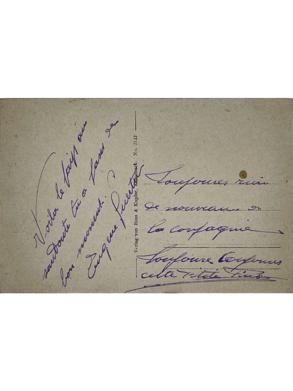 Verso de la carte postale