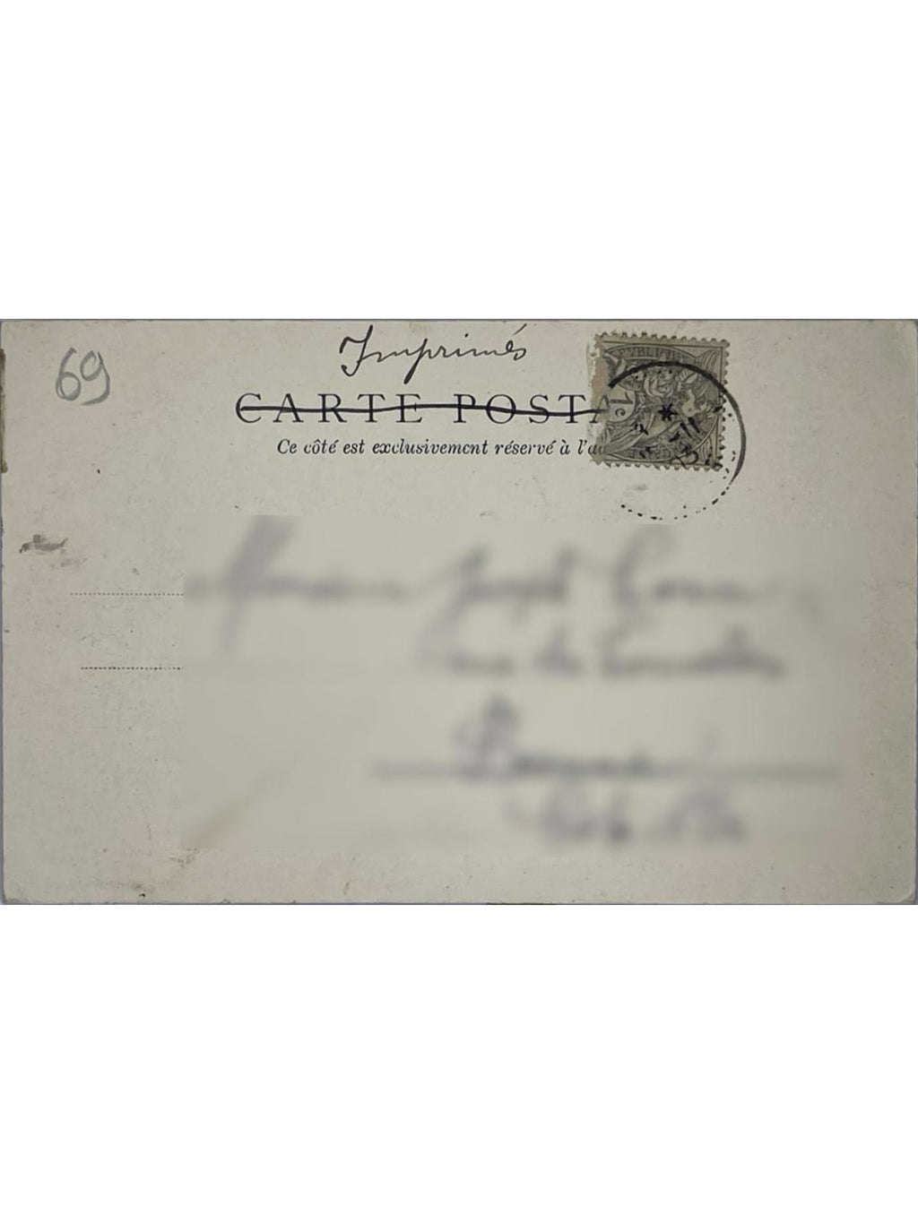 Verso de la carte postale