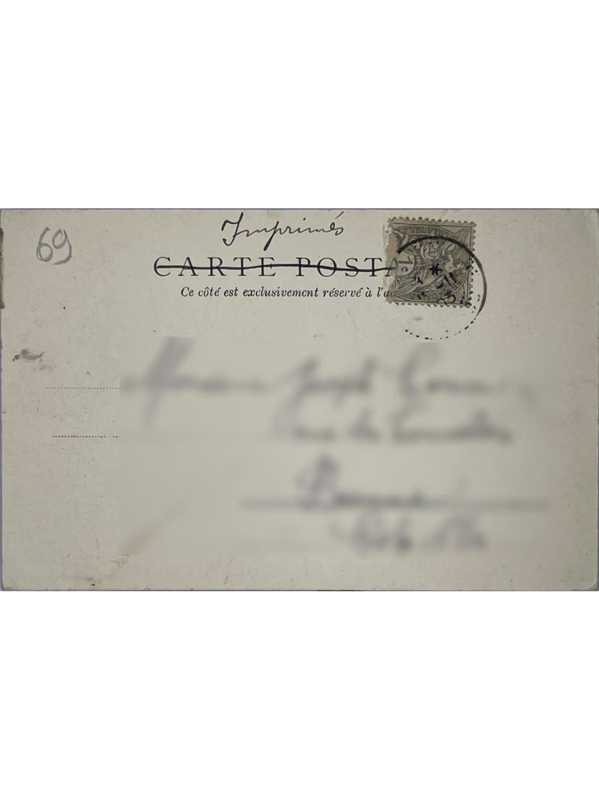 Verso de la carte postale
