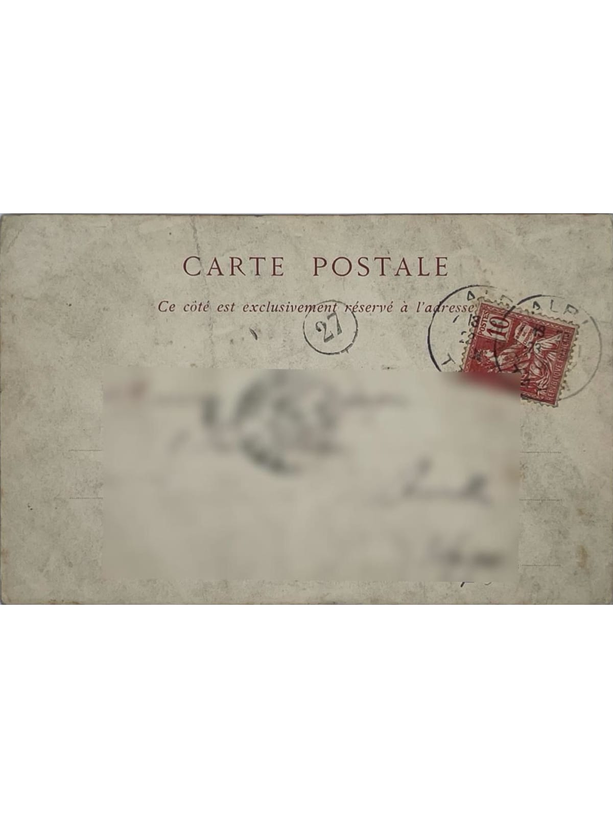 Verso de la carte postale