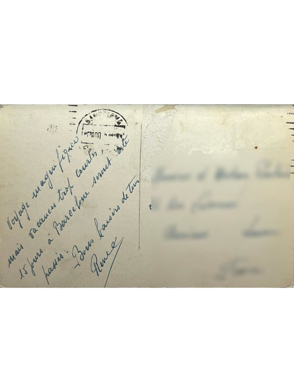 Verso de la carte postale