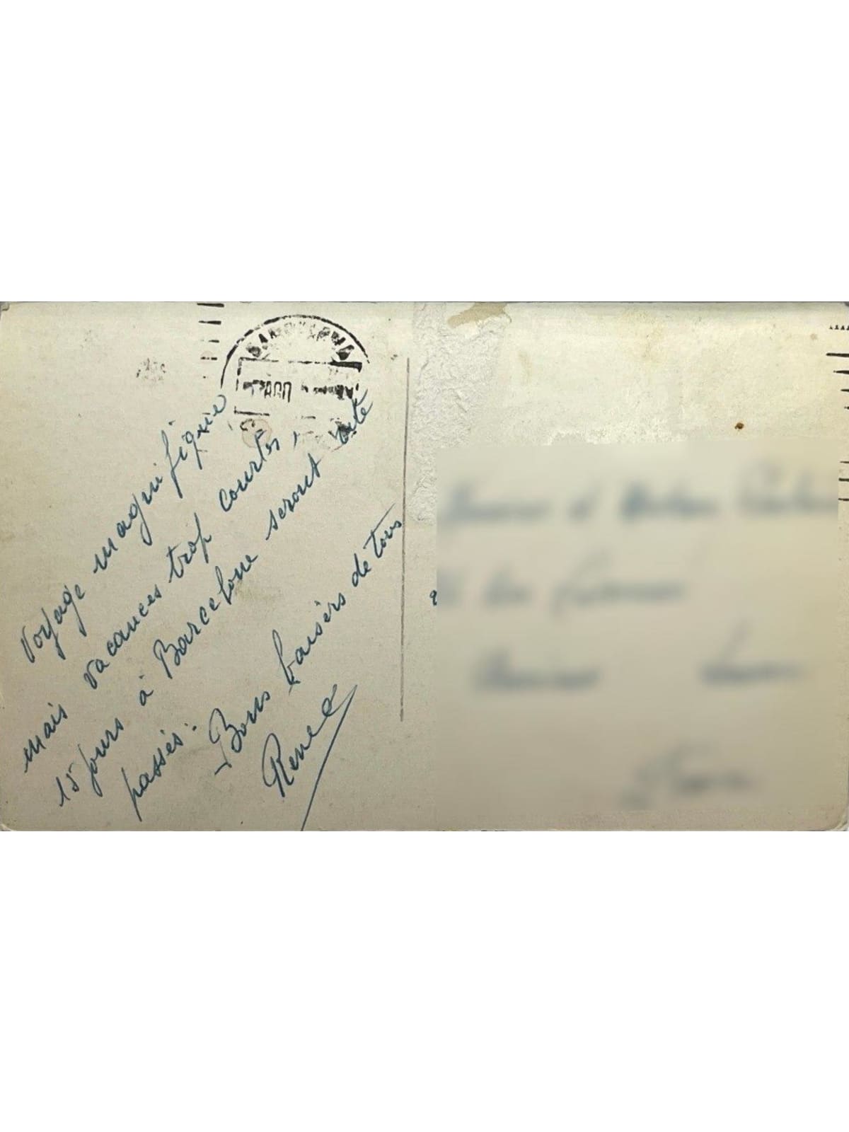 Verso de la carte postale