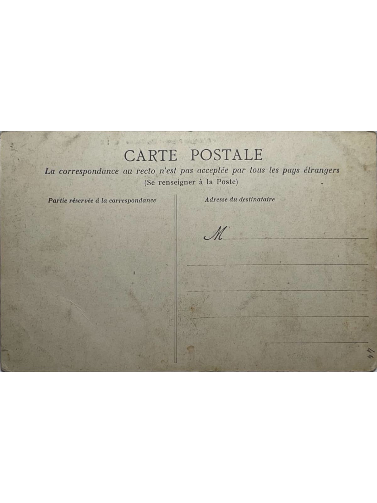 Verso de la carte postale