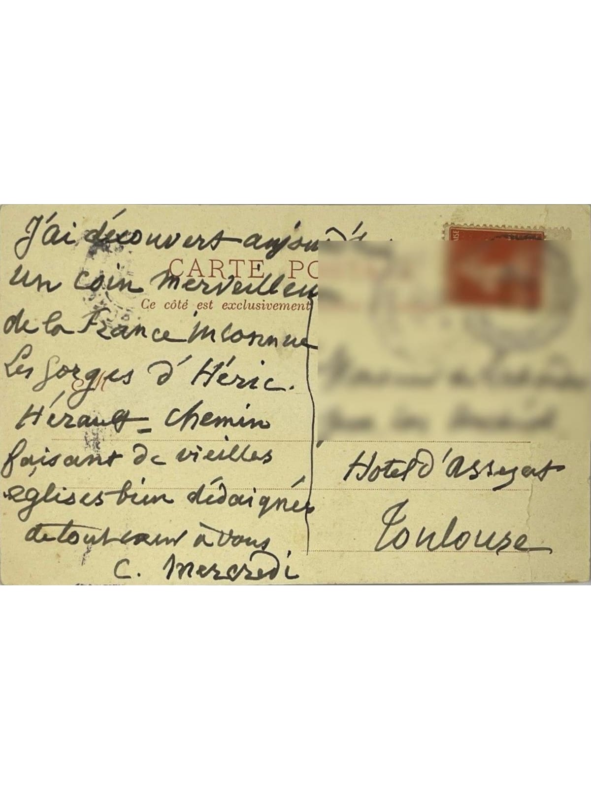 Verso de la carte postale