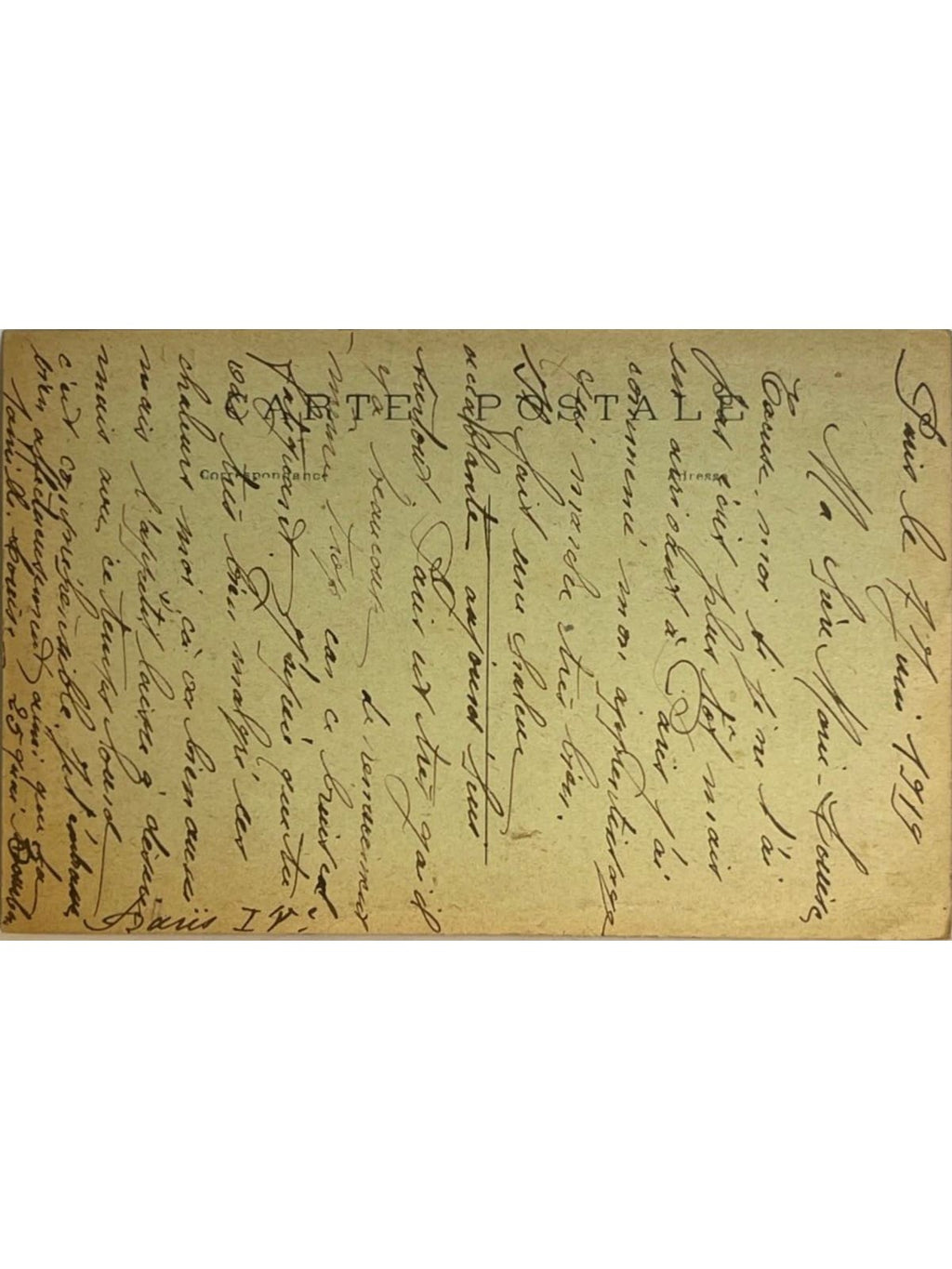 Verso de la carte postale