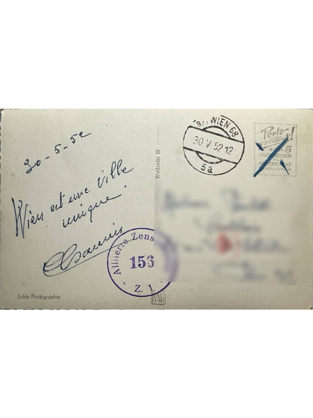 Verso de la carte postale