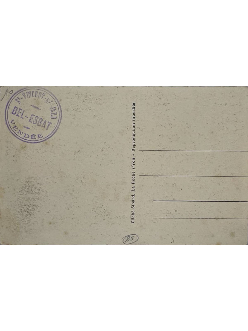 Verso de la carte postale