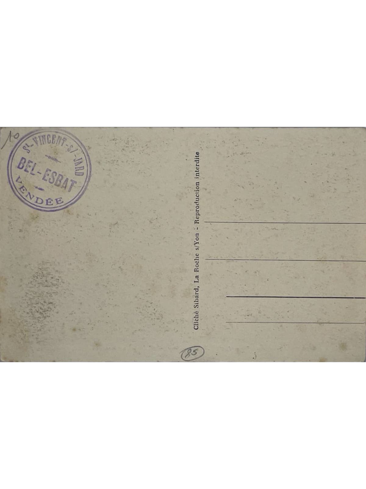 Verso de la carte postale