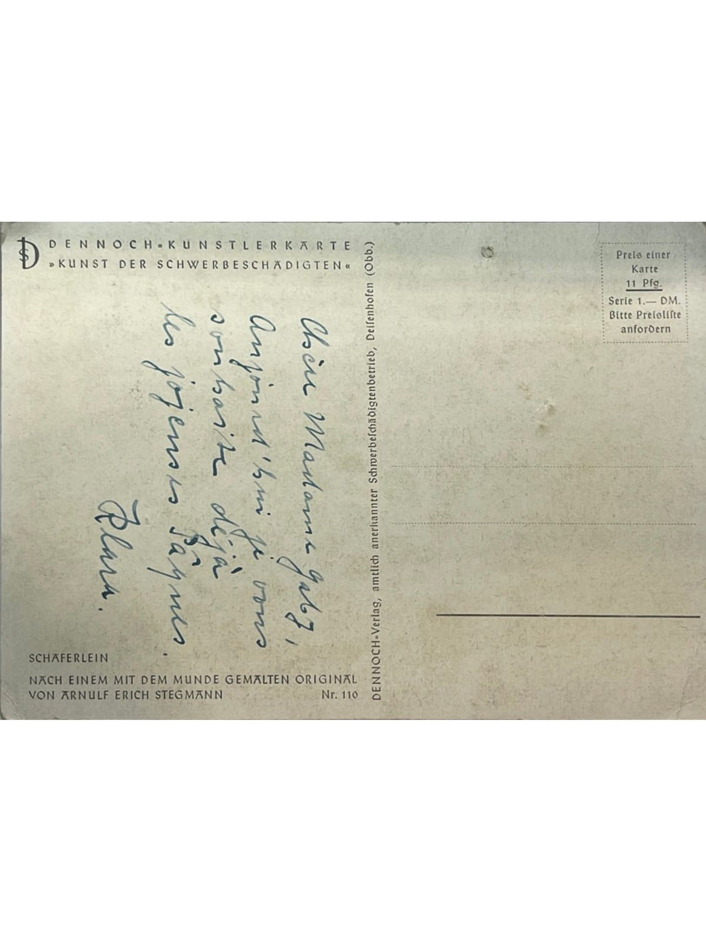 Verso de la carte postale