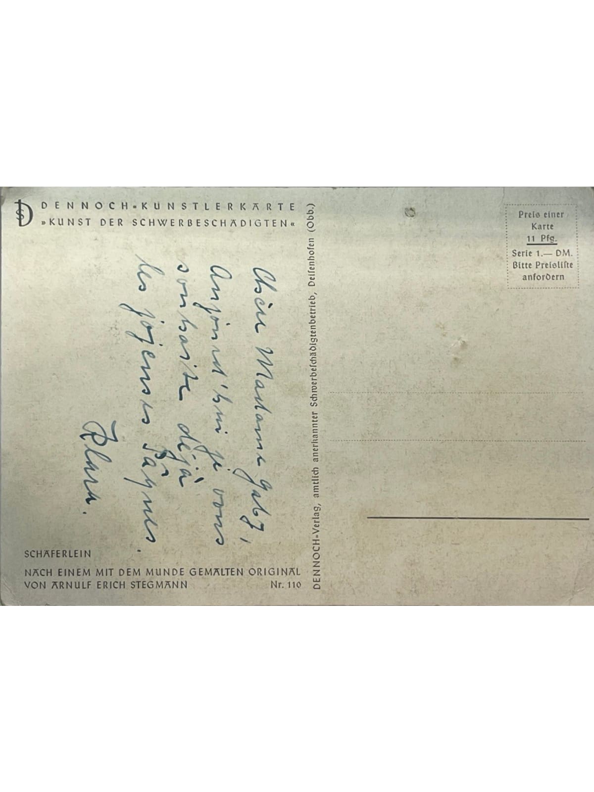 Verso de la carte postale