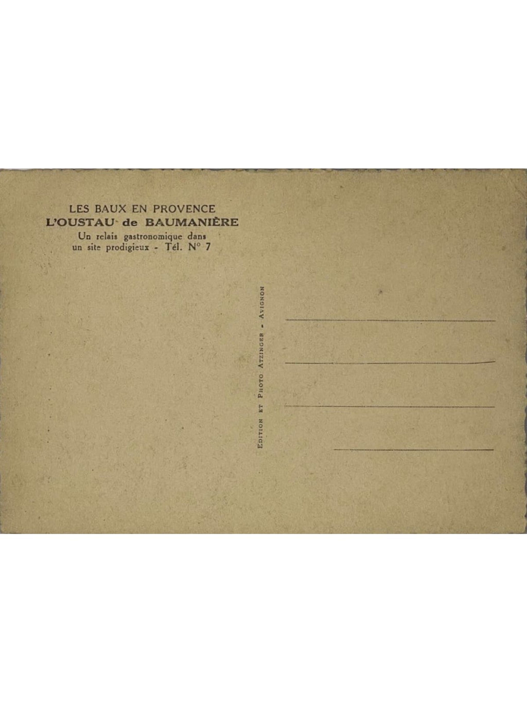Verso de la carte postale
