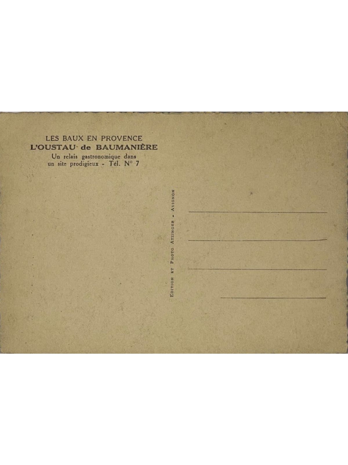 Verso de la carte postale