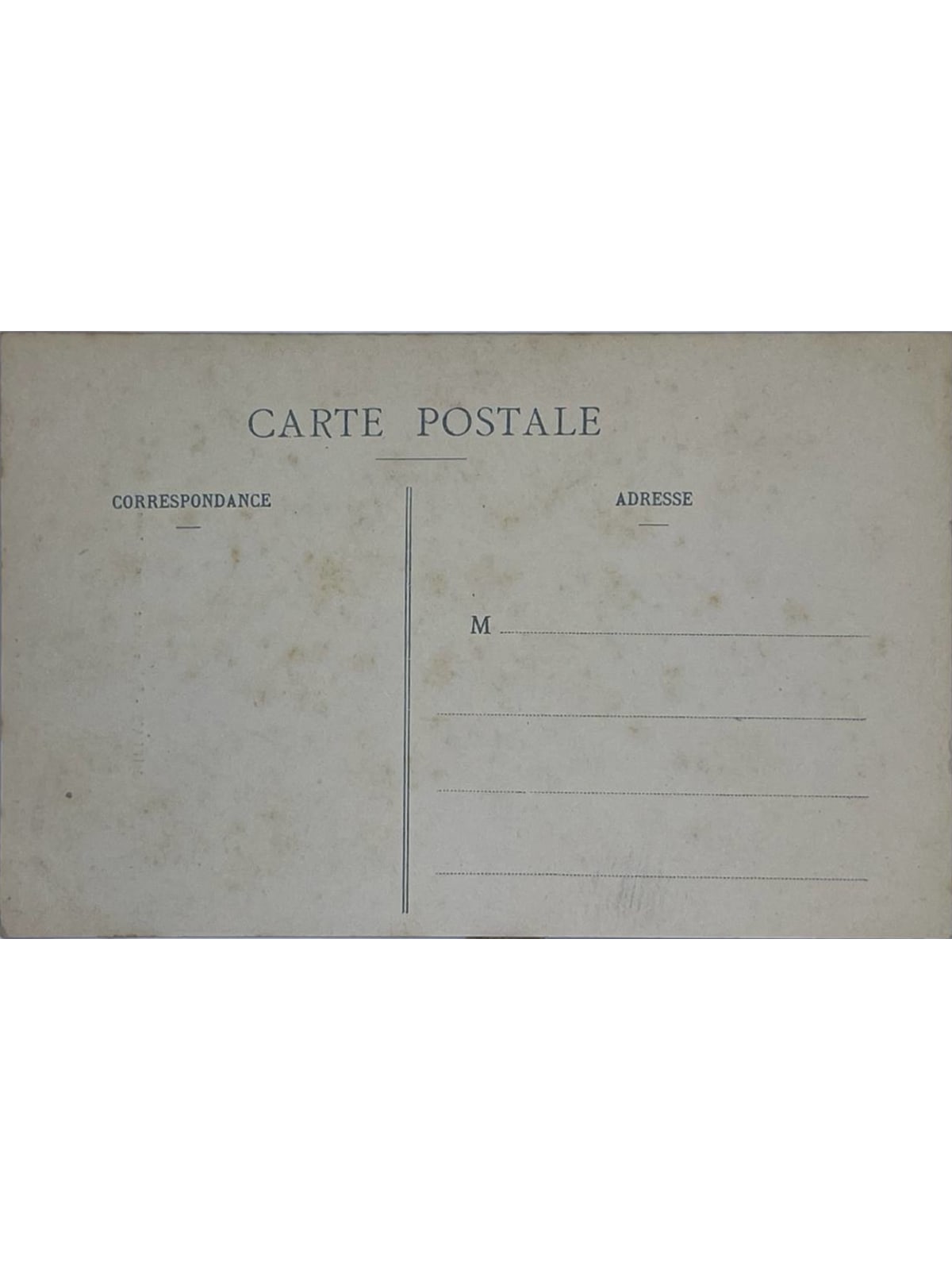 Verso de la carte postale