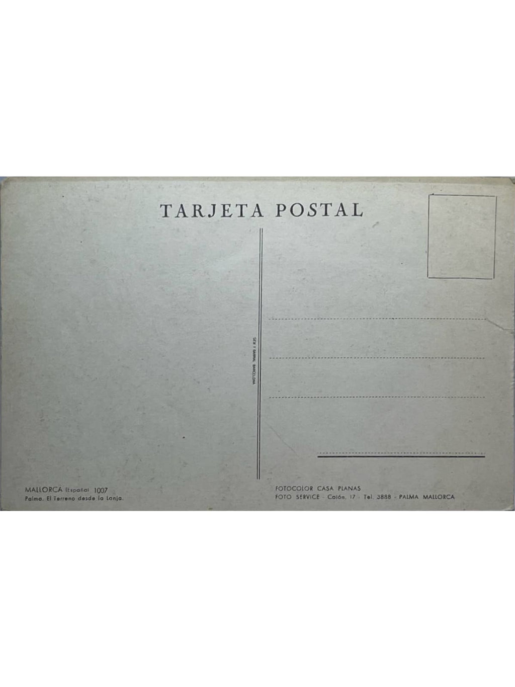 Verso de la carte postale