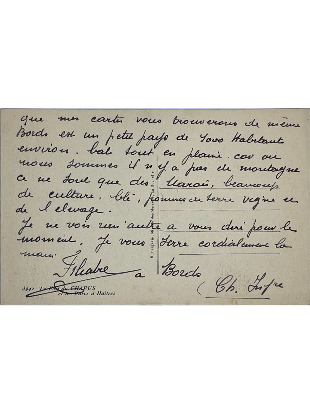 Verso de la carte postale