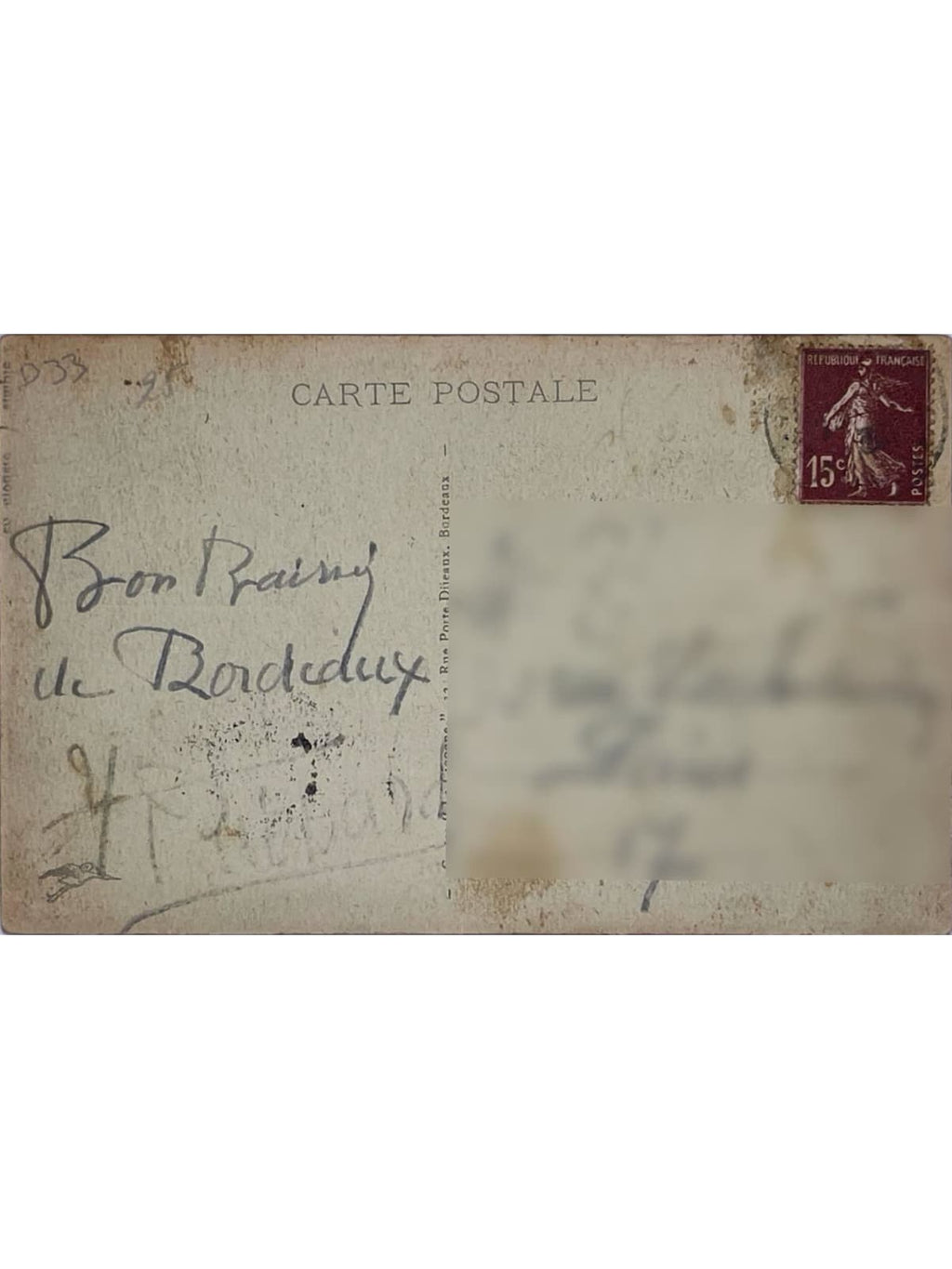 Verso de la carte postale