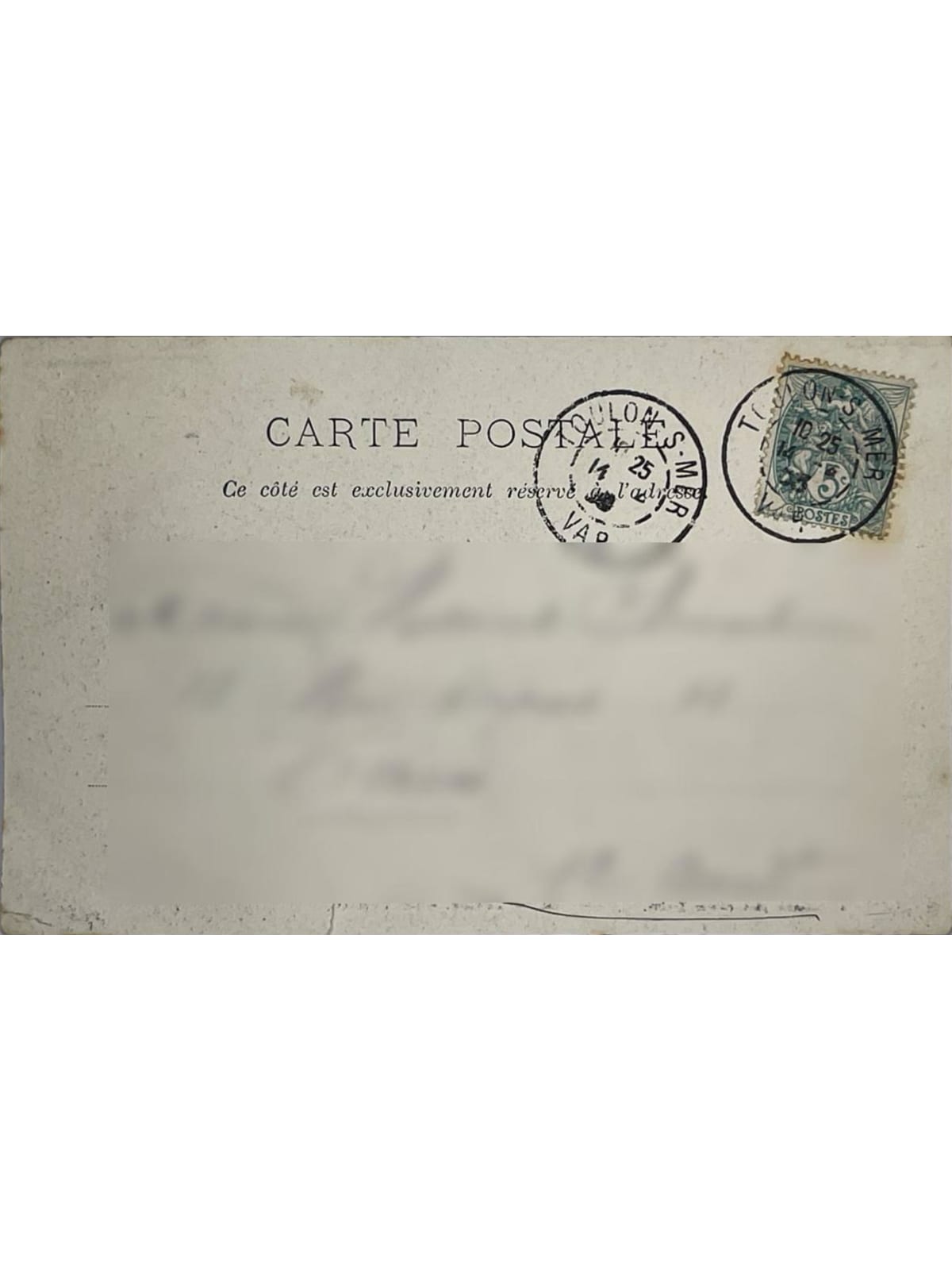 Verso de la carte postale
