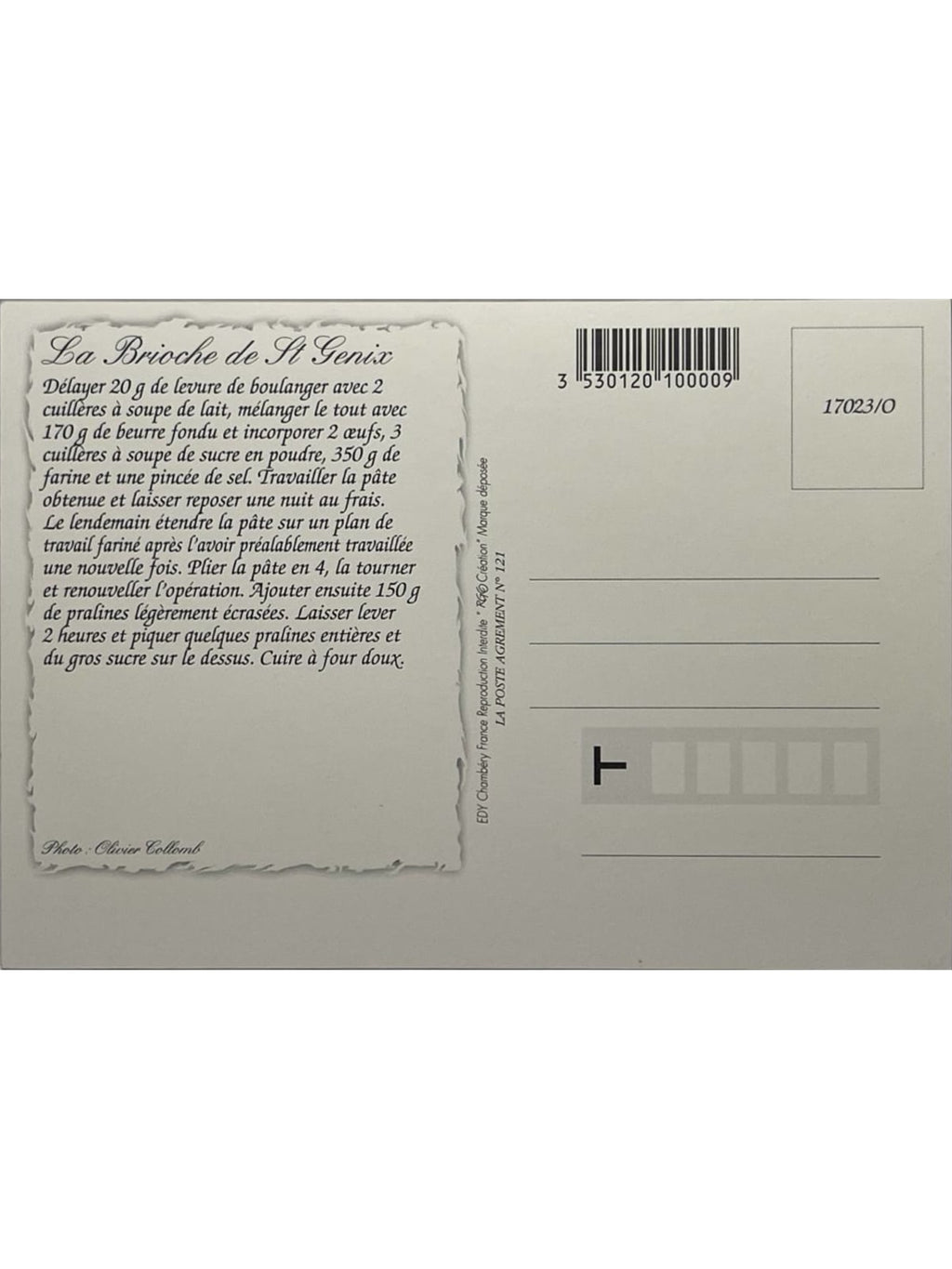 Verso de la carte postale