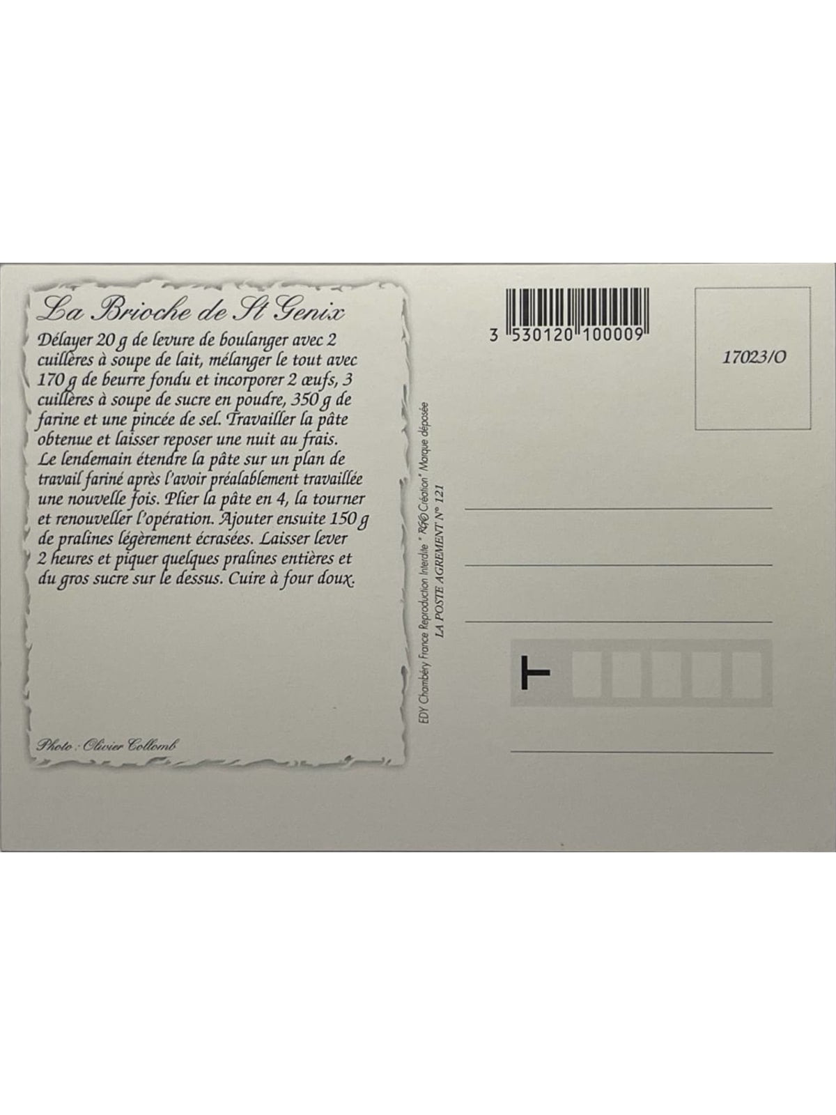 Verso de la carte postale