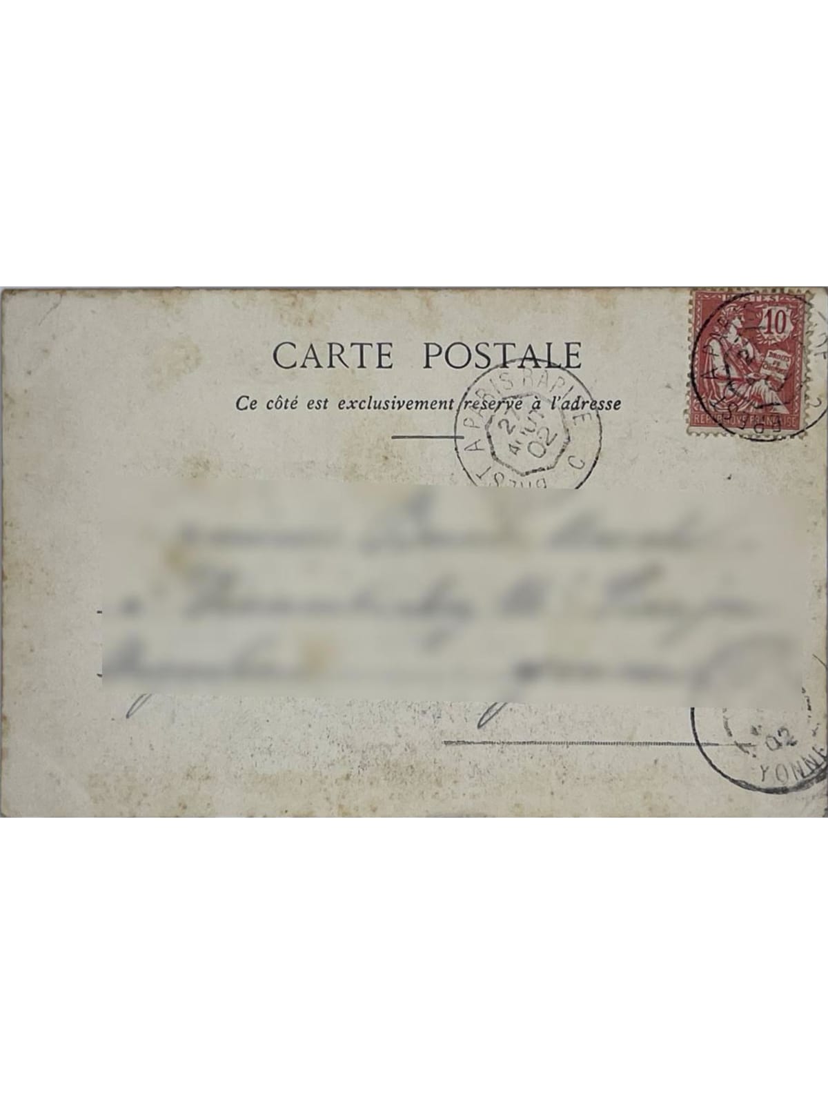 Verso de la carte postale