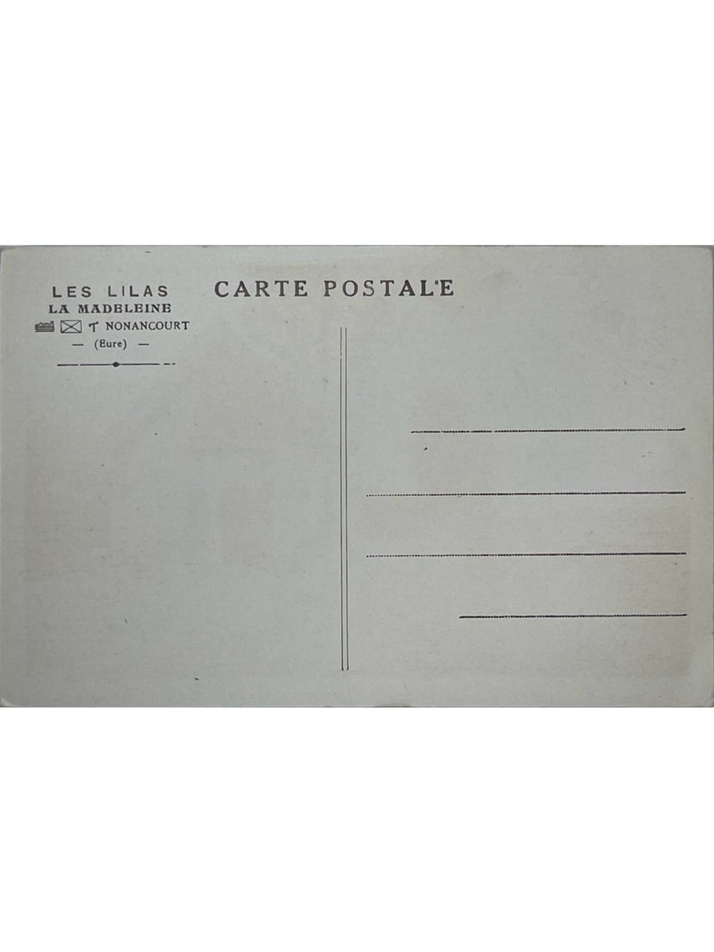 Verso de la carte postale