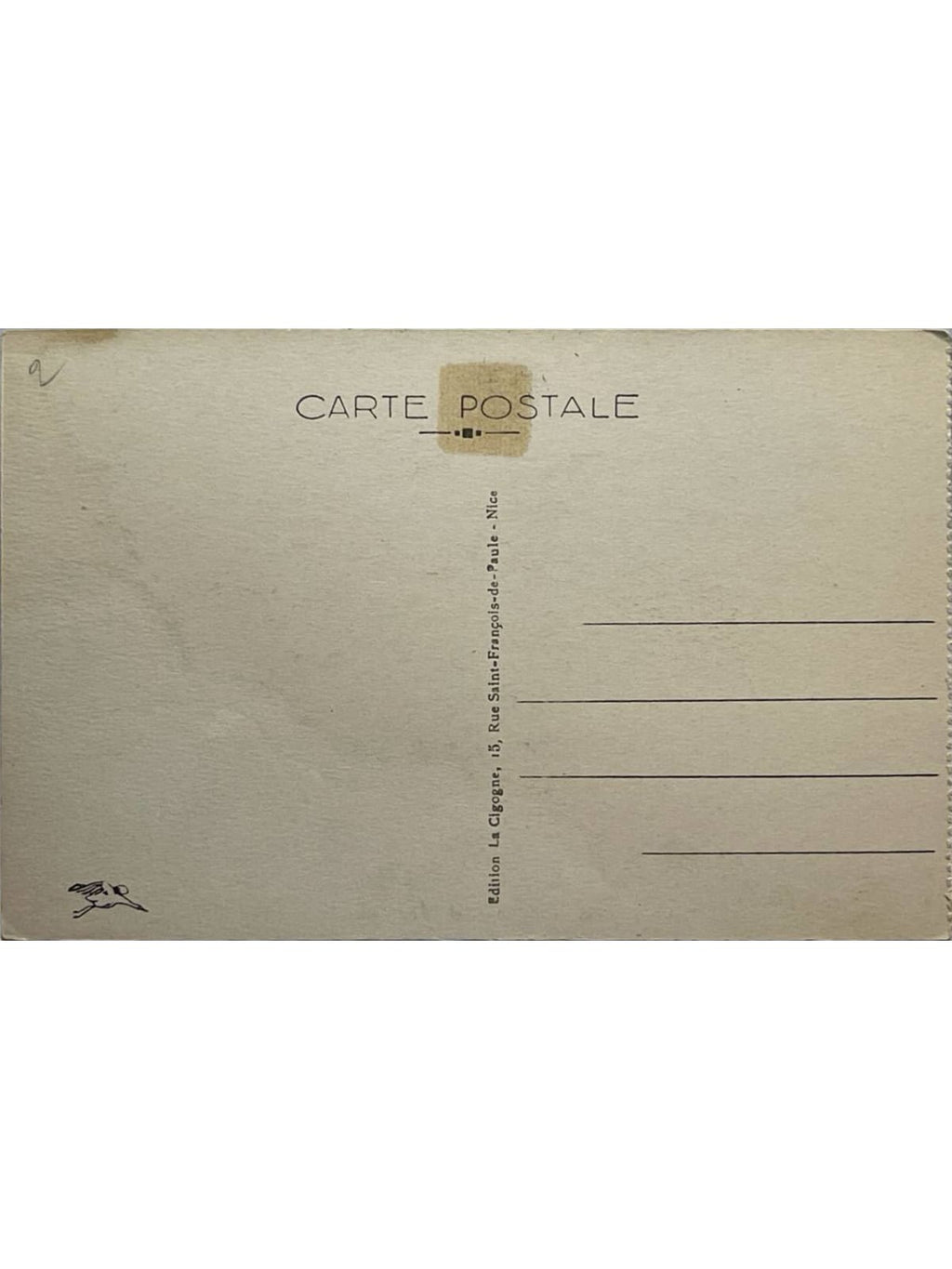 Verso de la carte postale