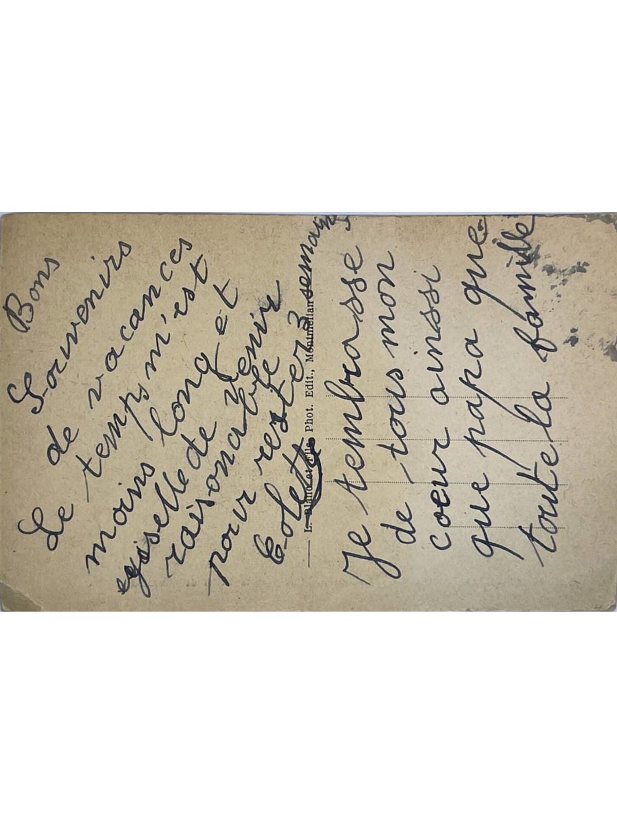 Verso de la carte postale