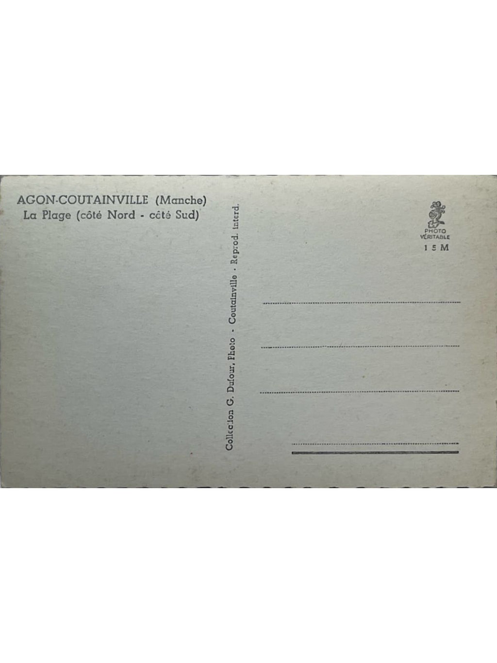 Verso de la carte postale